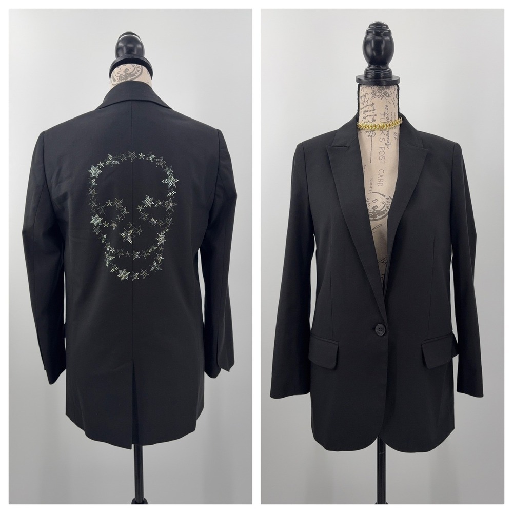 B44 Zadig & Voltaire Skull Stars Blazer EU 36 Small Embellished Office Punk‎
